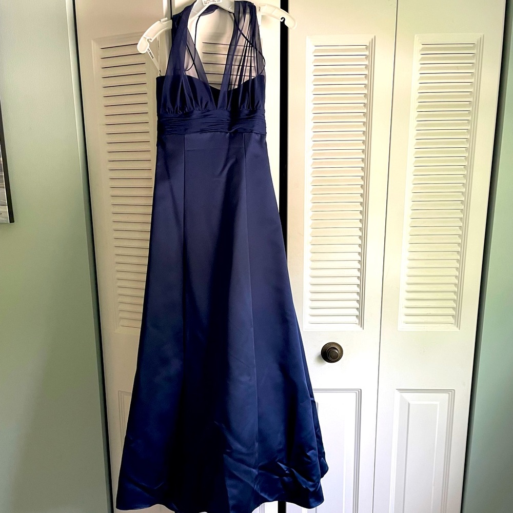 Satin Empire Ballgown with Illusion Halter